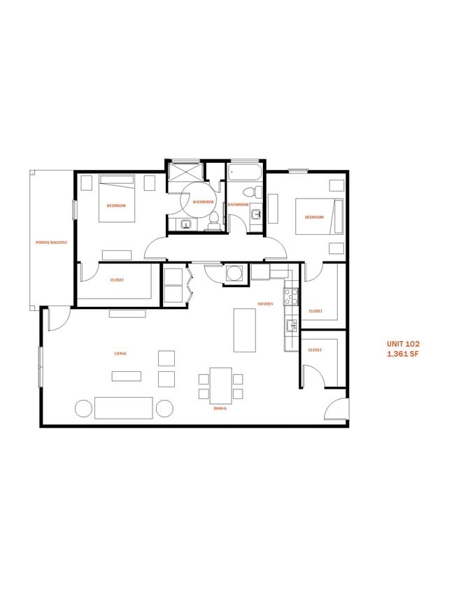 G-1,361 sq ft 2 bedroom/2 bathroom - G