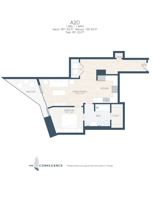 Floor Plan - A20 | Tower 1 Bedroom