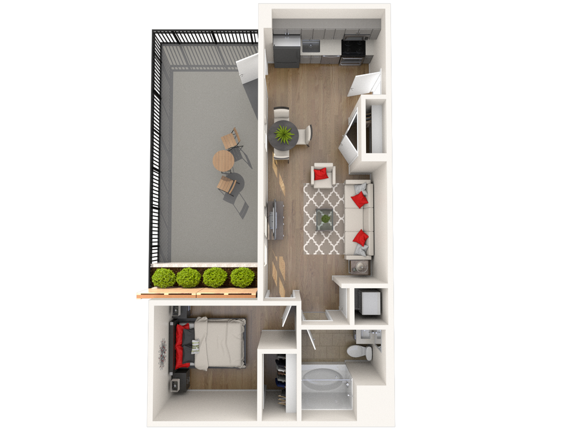 Floor Plan - #103 1Bed/1Bath