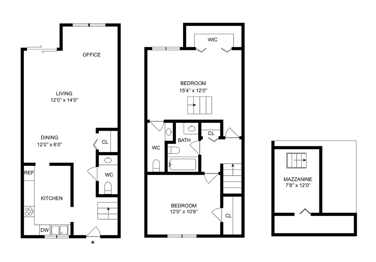 2x1.5 Townhome | 2-Bedroom Floorplan - 2x1.5 Townhome