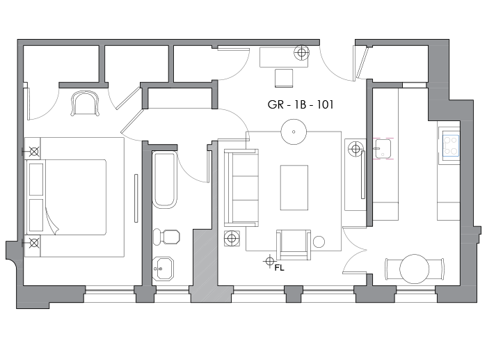 Floor Plan - 1 Bedroom 1 Bath