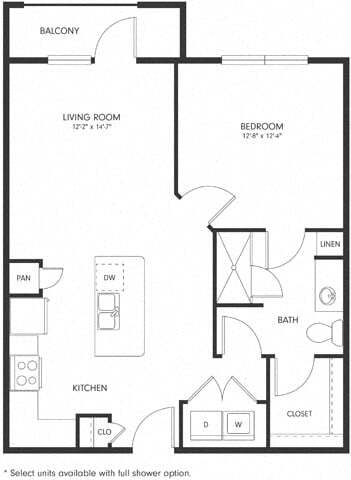 Floor Plan - One-Bedroom (A3)