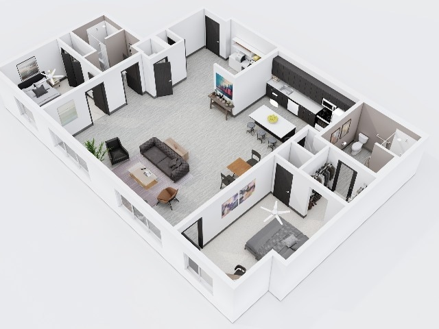 City Scape 2B10 is a spacious open concept two bedroom floor plan that features modern finishes and an in-unit washer and dryer. - City Scape 2B10