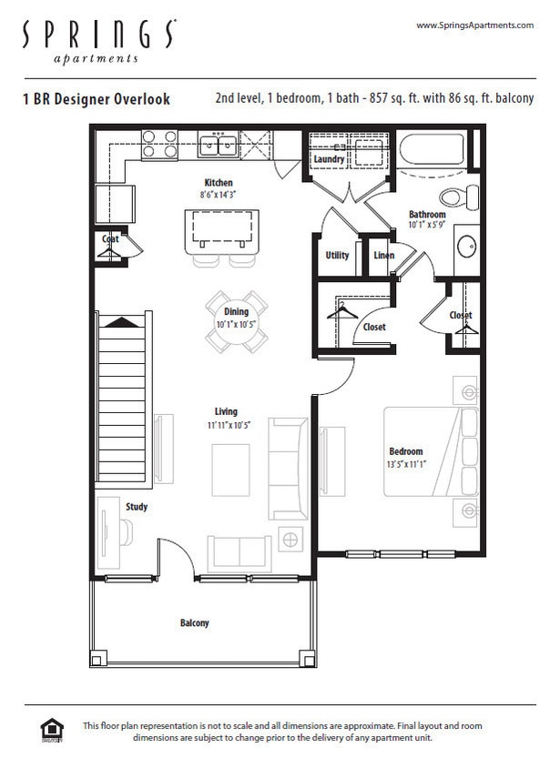 Floor Plan - 1 BR Designer Overlook