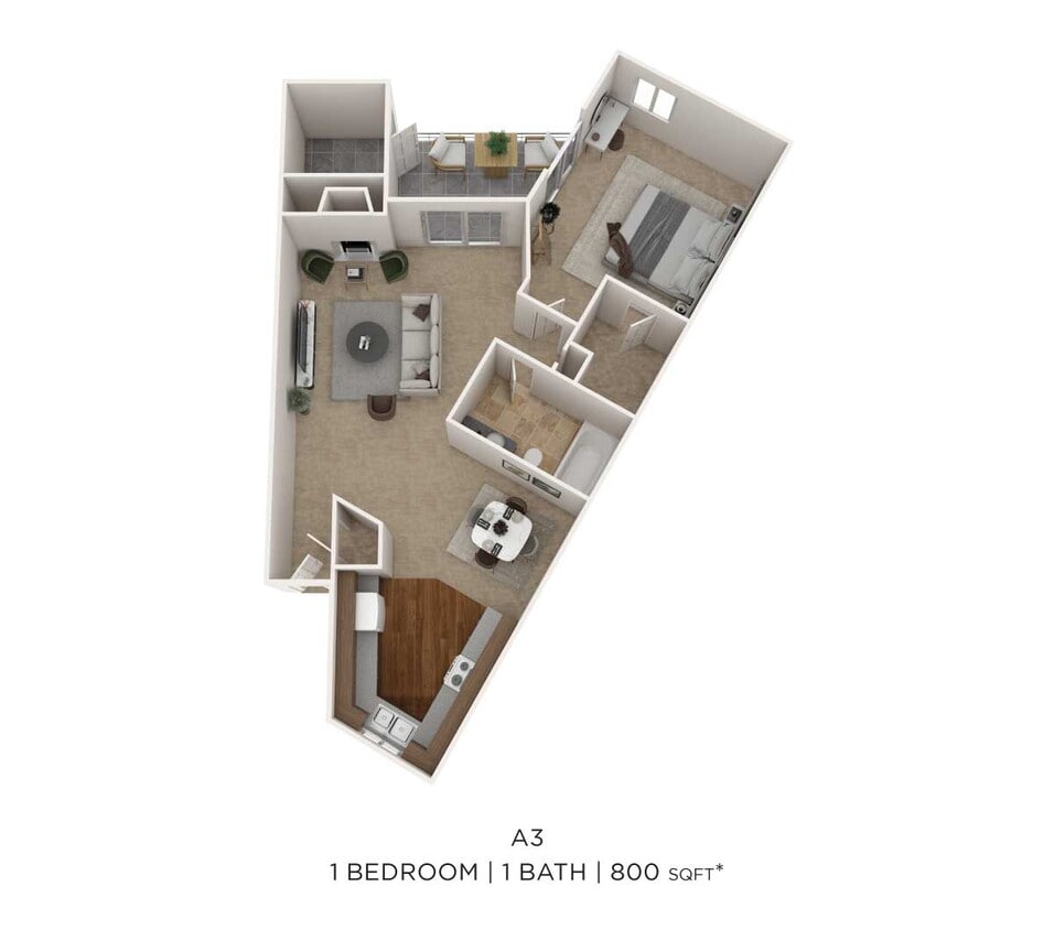 Floor Plan - One Bedroom- 800 sqft