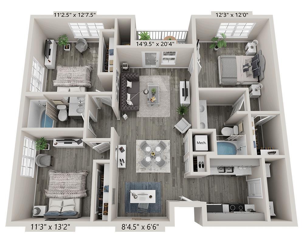Floor Plan - Three Bedroom C2C