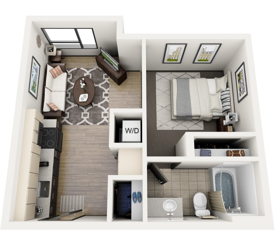 Floor Plan - 1x1 Plan D