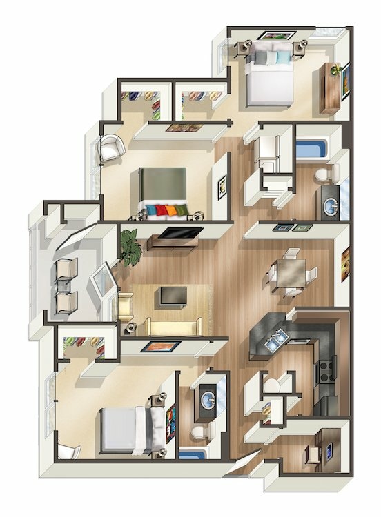 3B 3x2 1412.jpg - C1 - Walden with Sunroom - Three Bedroom, Two B...