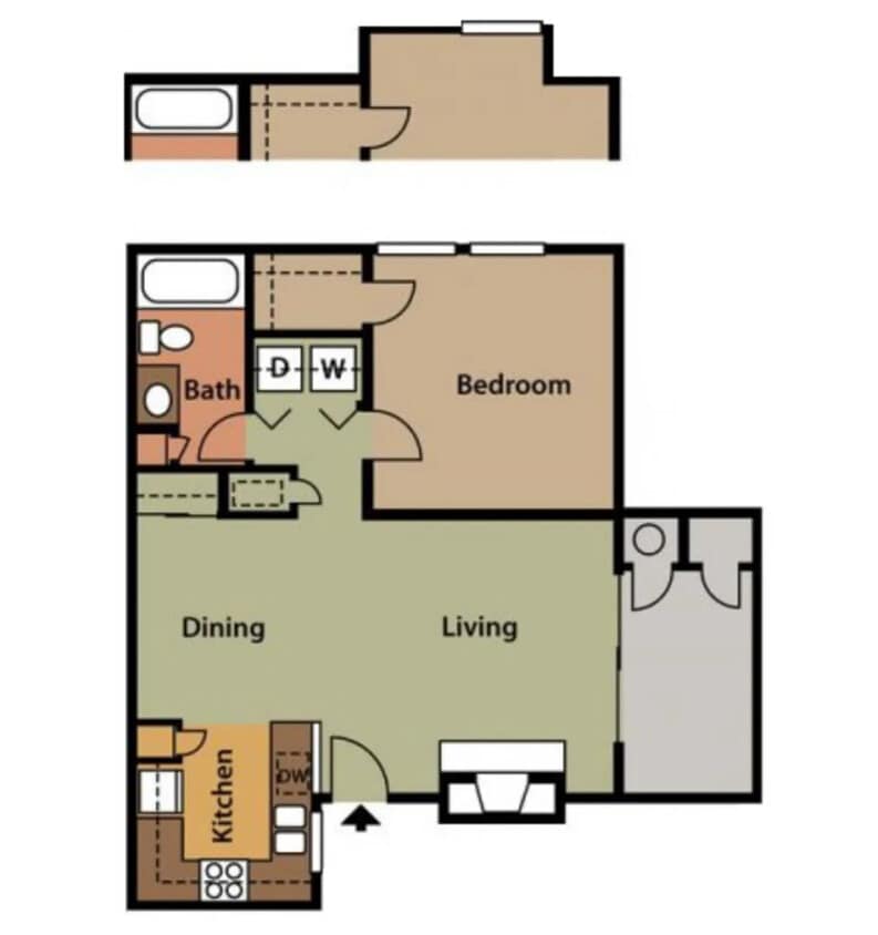 Floor Plan - 1 Bed 1 Bath A