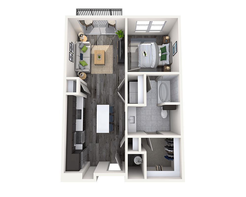 Floor Plan - One Bedroom A1B