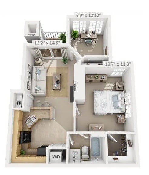 Floor Plan - 2 Bed, 1 Bath | Classic