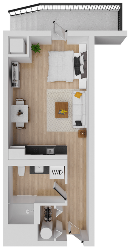 Zeal 1 - 414 square foot studio apartment - Zeal 1