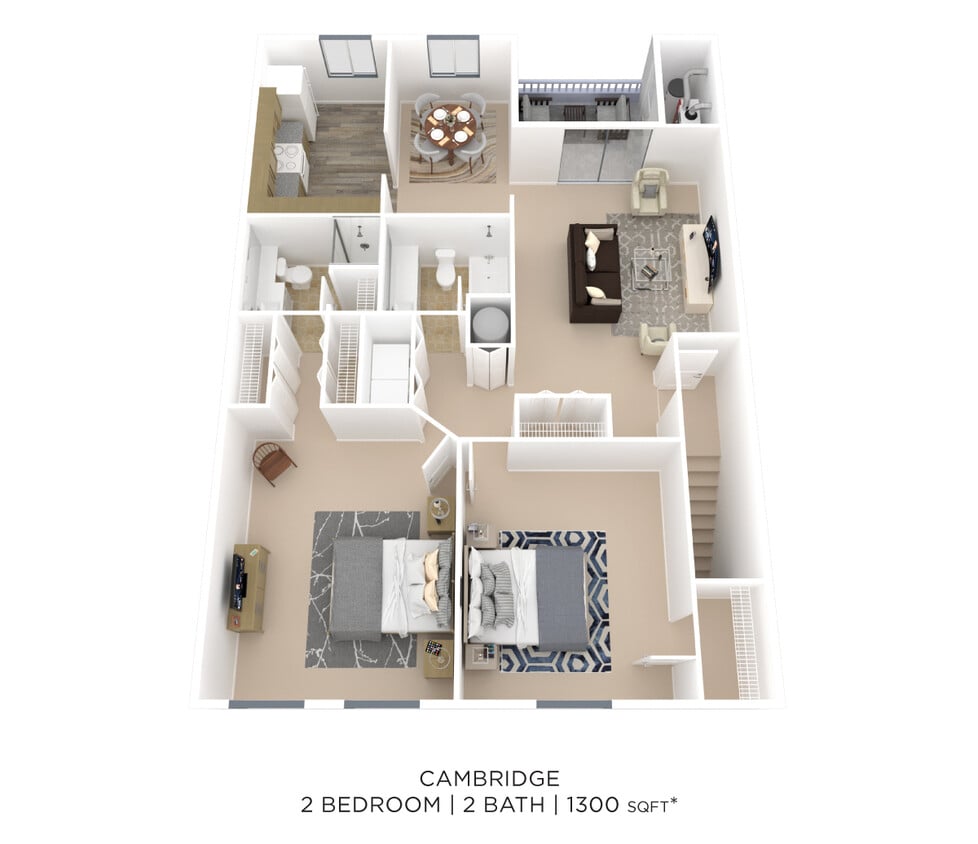 Floor Plan - Two Bedroom 2 Bath - Cambridge
