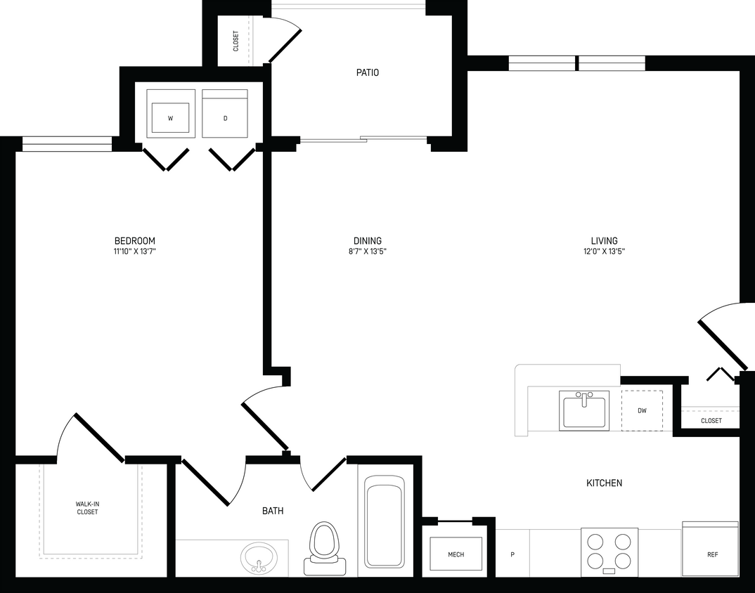Floor Plan - 1 Bed/1 Bath-A1A
