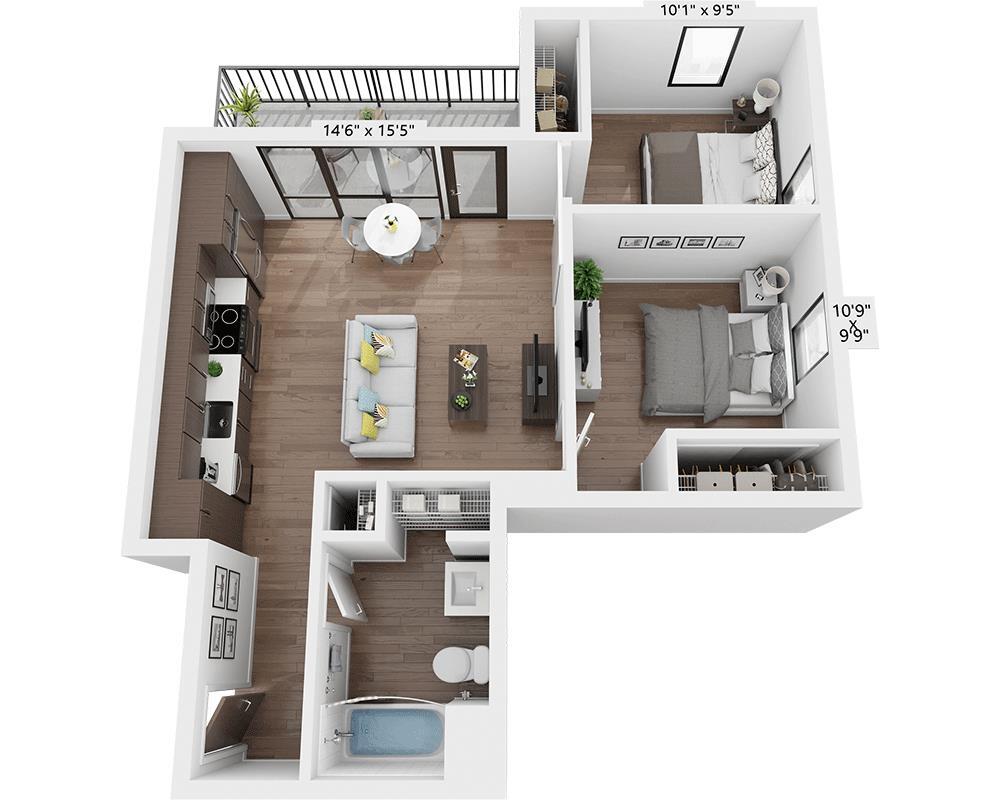 Floor Plan - Two Bedroom B1D