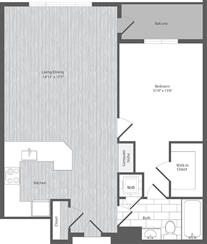 Floor Plan - 1 Bed 1 Bath - A7