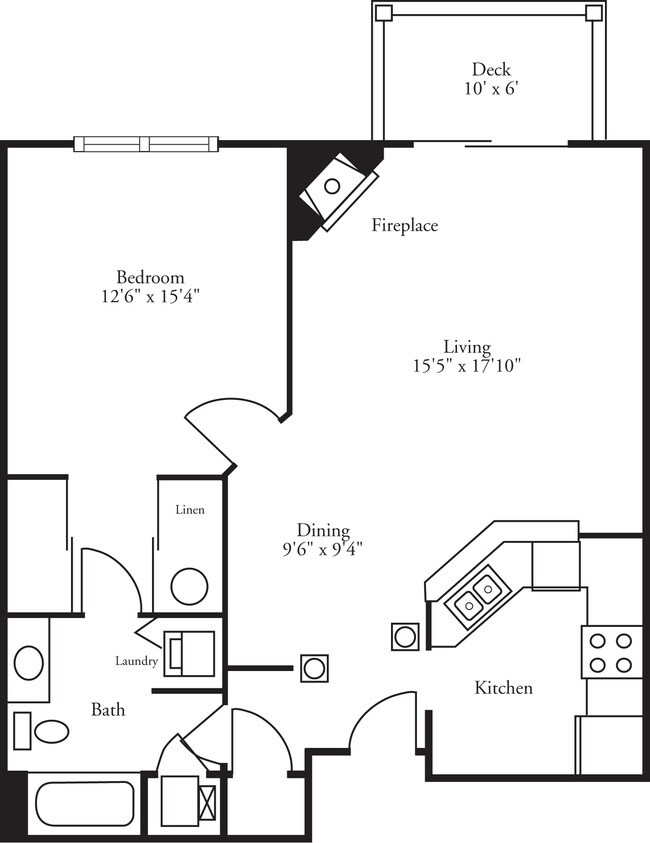 Floor Plan - Pinnacle - 1 Bed, 1 Bath Buckingham