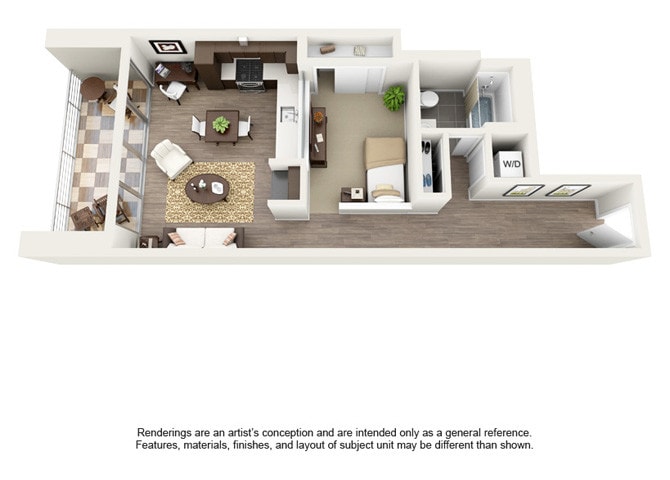 Floor Plan - 1 Bedroom - 736 sqft