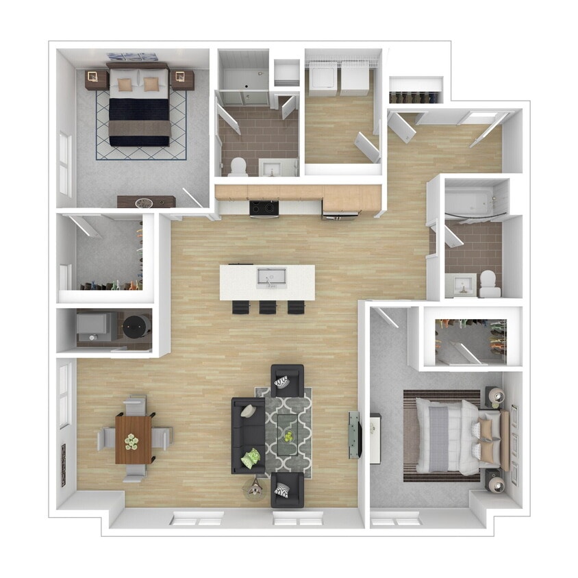 Floor Plan - Two Bed Two Bath 2G