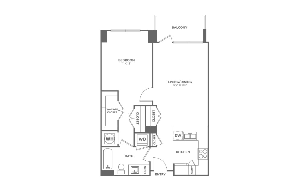 One Bedroom One Bath (745 SF) - One Bedroom One Bath (745 SF)