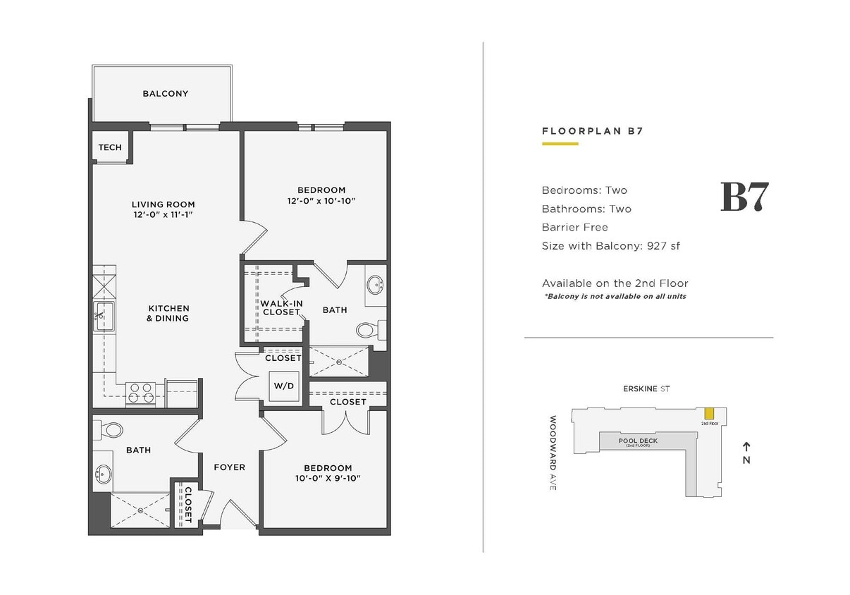 Floor Plan - 2 Bedroom Unit - B7- Accessible