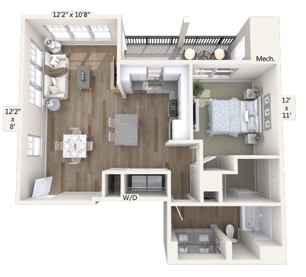 Floor Plan - A10-845sq-tub-Reno