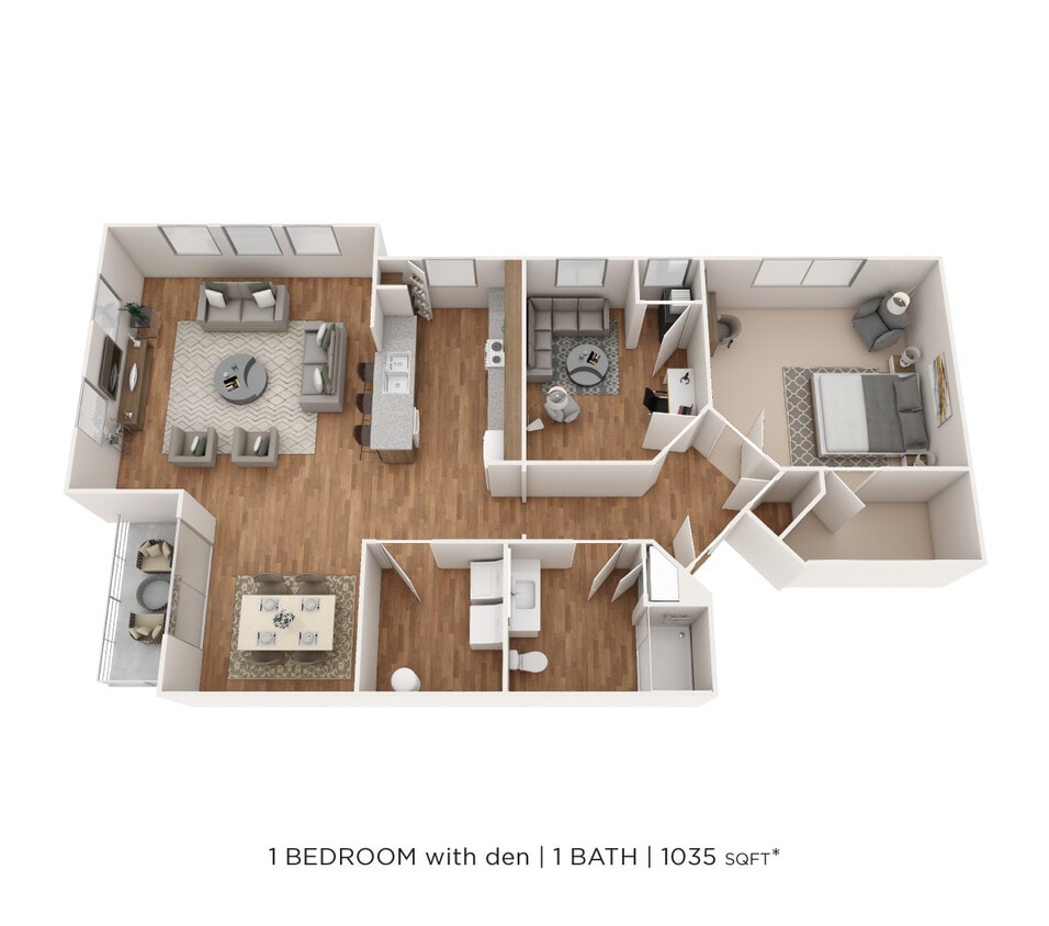 Floor Plan - One Bedroom w/ Den- 1035 sqft