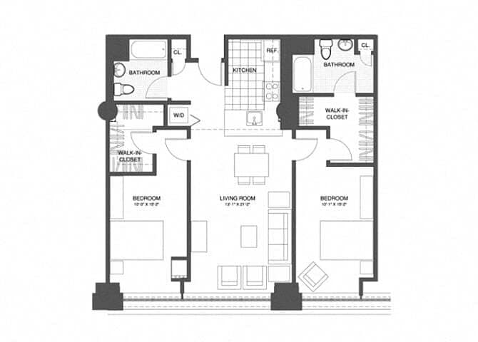 Floor Plan - 2 Bed/2 Bath