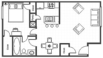 1BR/1BA - 1 Bedroom, 1 Bath UP