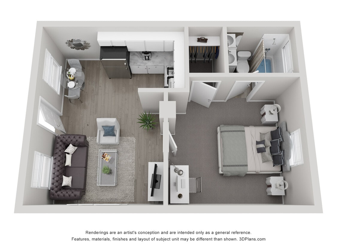 Floor Plan - A2 1x1 C Standard-Call for Availability