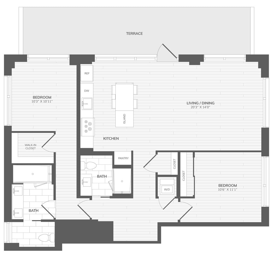 Floor Plan - 2 Bed/2 Bath-B6_Intersect at O