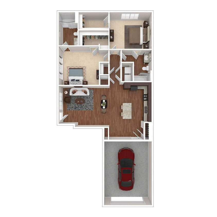 Floor Plan - 2BR Designer Courtyard Garage