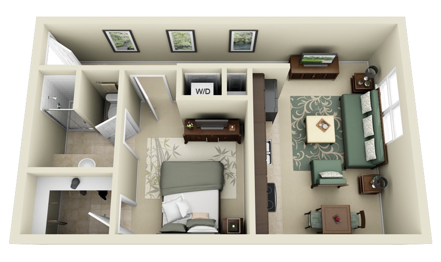 Floor Plan - A1.R 1 Bedroom 1 Bath Renovated