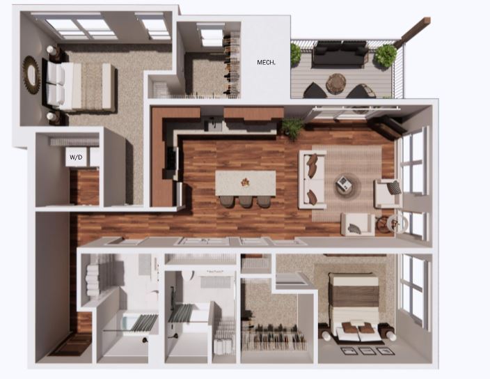 J- 2b/2b - J- 2bd, 2 bath