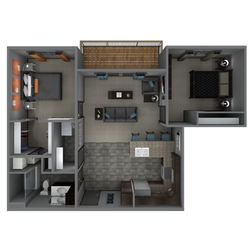 2 Bedroom 1 Bathroom Floorplan - 2 Bedroom 1 Bathroom Apartment