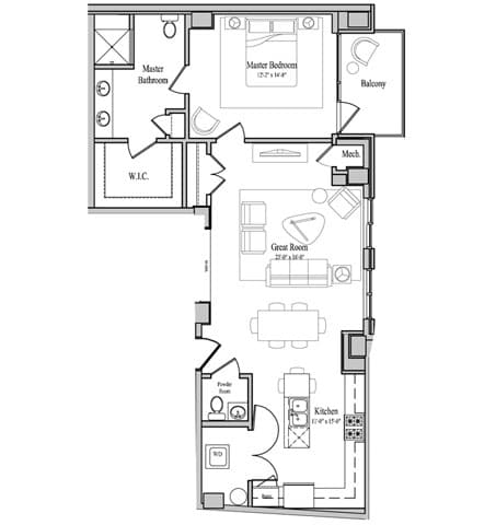 One Bedroom – Plan 8 - Phase I- Floor Plan 5