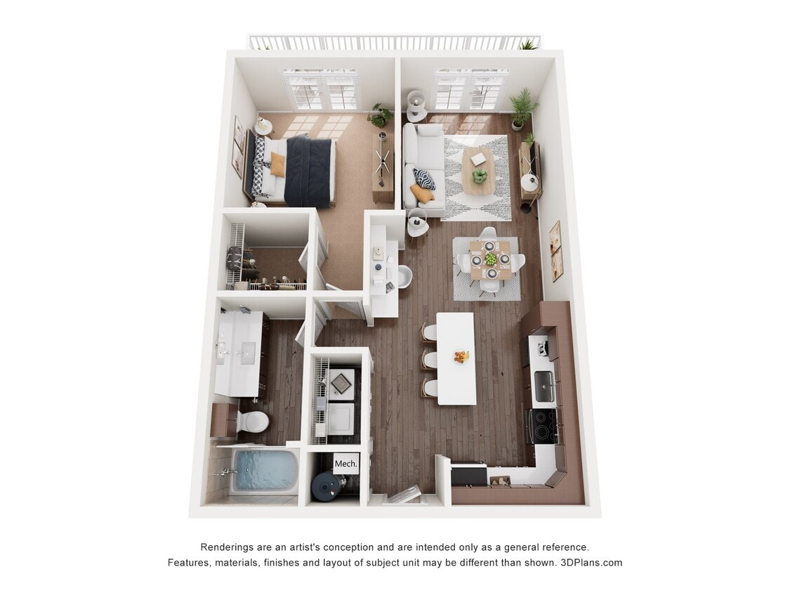 Floor Plan - 1x1 B 756 sq.ft (Element) Renovated
