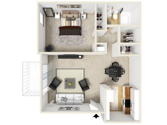Floor Plan - 1 Bedroom 1 Bath