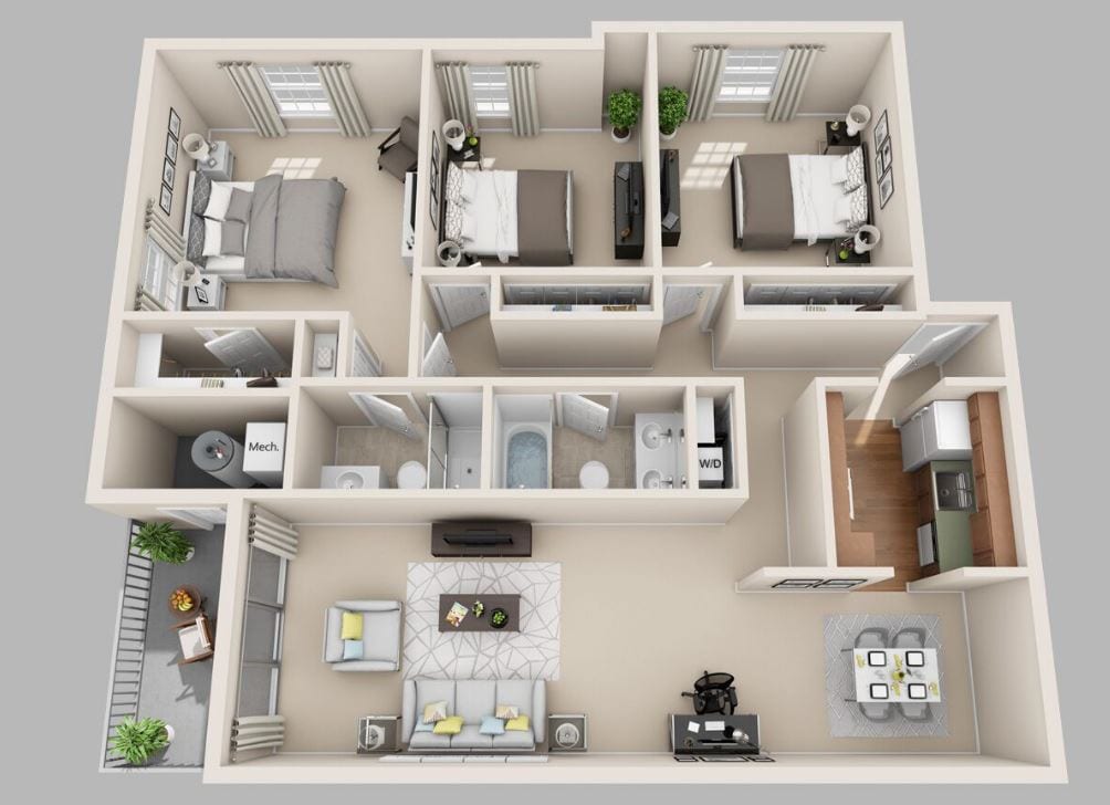Floor Plan - 3-Bedroom 2-Bathroom