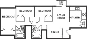 Floor Plan - Two Bed One Bath