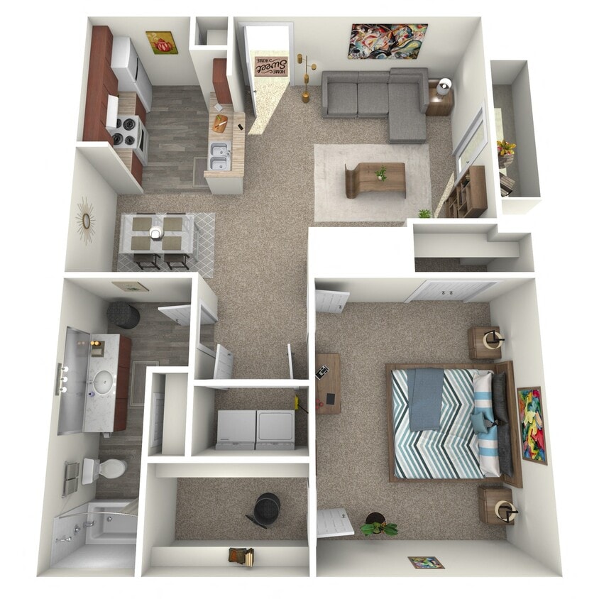 Floor Plan - Lincoln - 1 Bed, 1 Bath