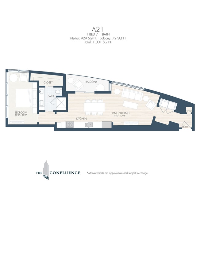 Floor Plan - A21 | Tower 1 Bedroom