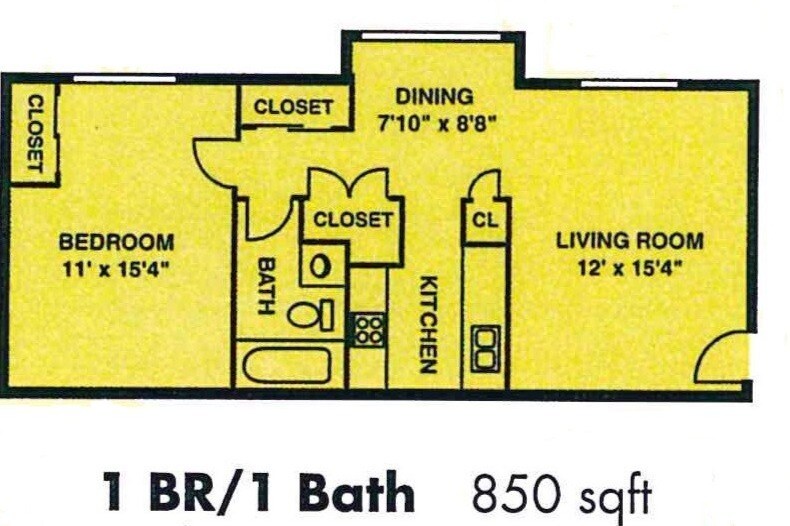 Floor Plan - 1 Bedroom