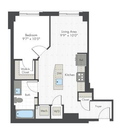 Floor Plan - 1 Bed/1 Bath-C