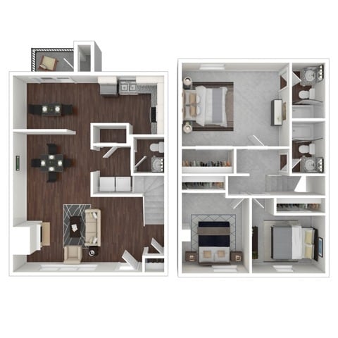 3x2.5 Townhome 1340 sqft - 3X2.5 TH