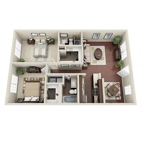 Floor Plan - 2 Bedroom 2 Bathroom