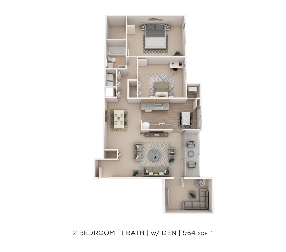 Floor Plan - Two Bedroom - 964 sqft
