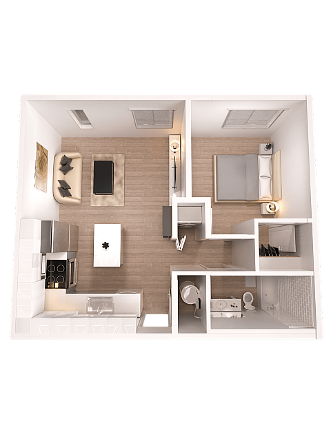 Tesla 1 - 1x1 Floorplan - The Tesla