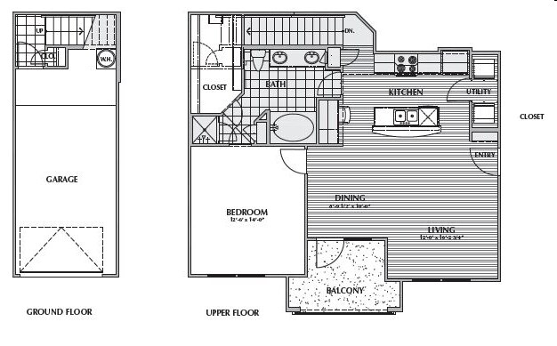 A4-PALMETTO, 1X1 940SF (WITH ATTACHED GARAGE) - A4