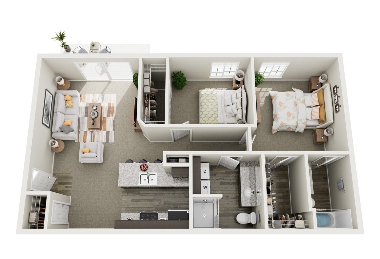 Floor Plan - 1,000 SQ.FT. 2BR,2BA 